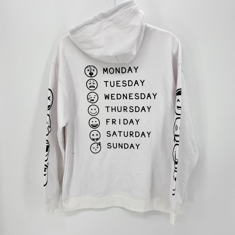 FOREVER 21 Hoodie White Emoji Pull-Over Hoodie Womens Size M Funny Graphic